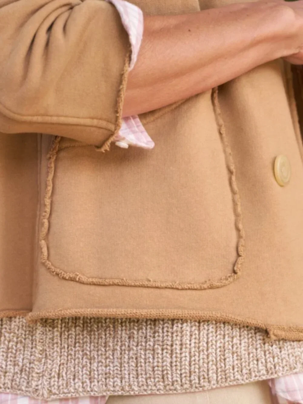 Frank and Eileen Mini Belfast Cropped Sweatshirt Peacoat in Camel Size L - Picture 3 of 12
